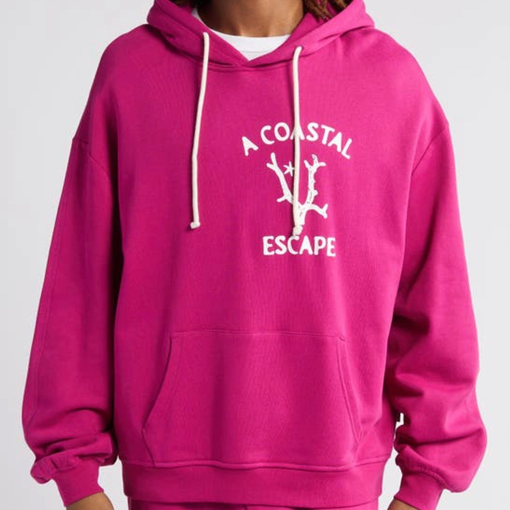 NWT Krost Coastal Escape Cotton Graphic Hoodie In Cactus Flower - size Large